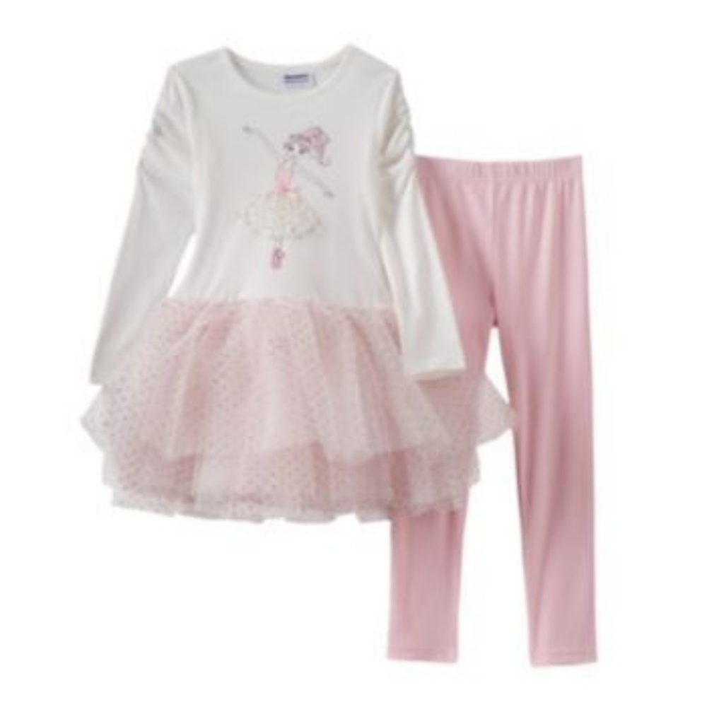 Blueberi Blvd Baby Girl Ballerina Tutu Dress Legging Set Outfit‎ 3-6 6-9 Mo Pink